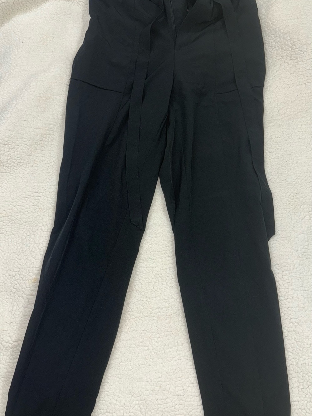 Women's Black Cropped Tie-Waist Pants
